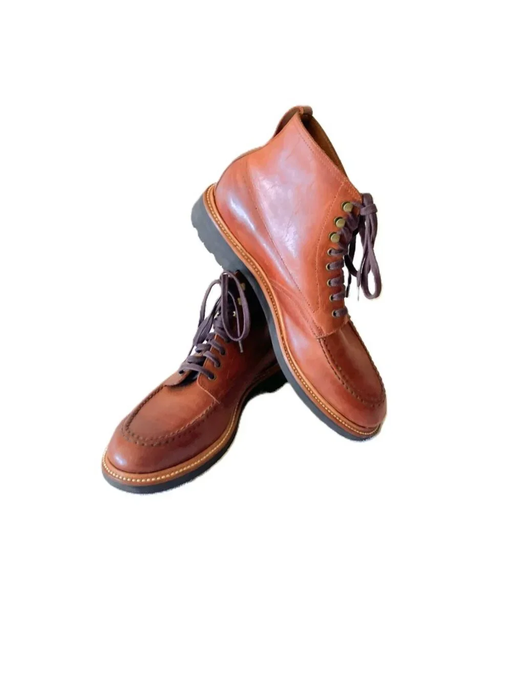 J. Crew Kenton Leather Pacer Boots Brown Men’s Size 8.5 Moc Toe C8867